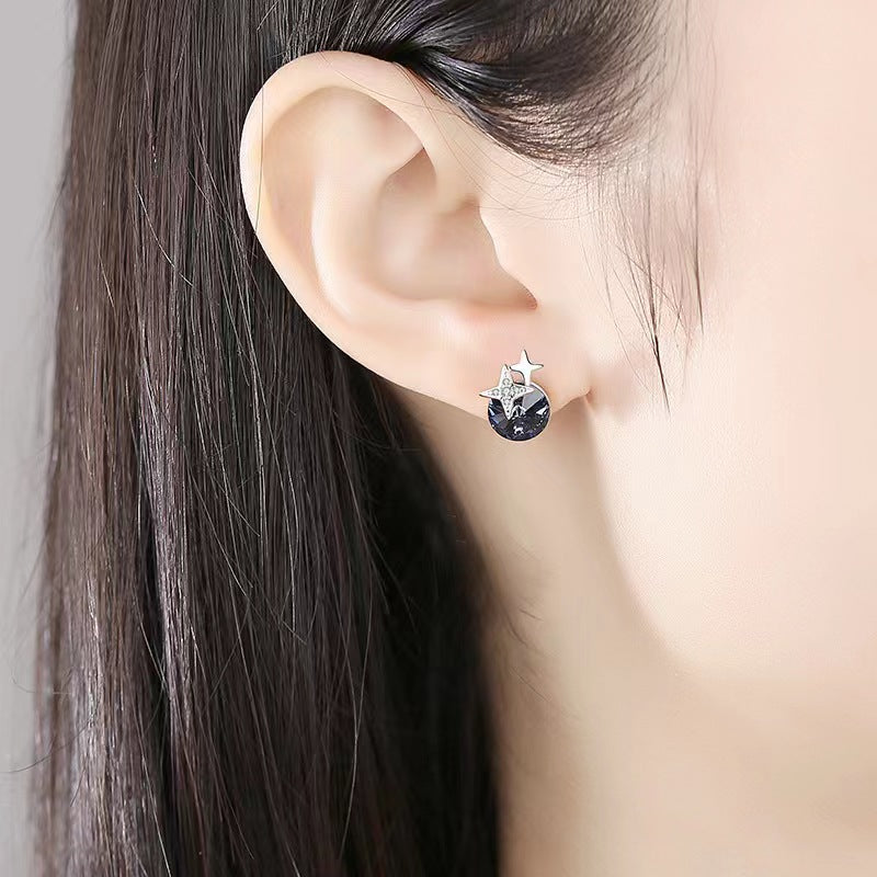 blue diamond stud earrings for women