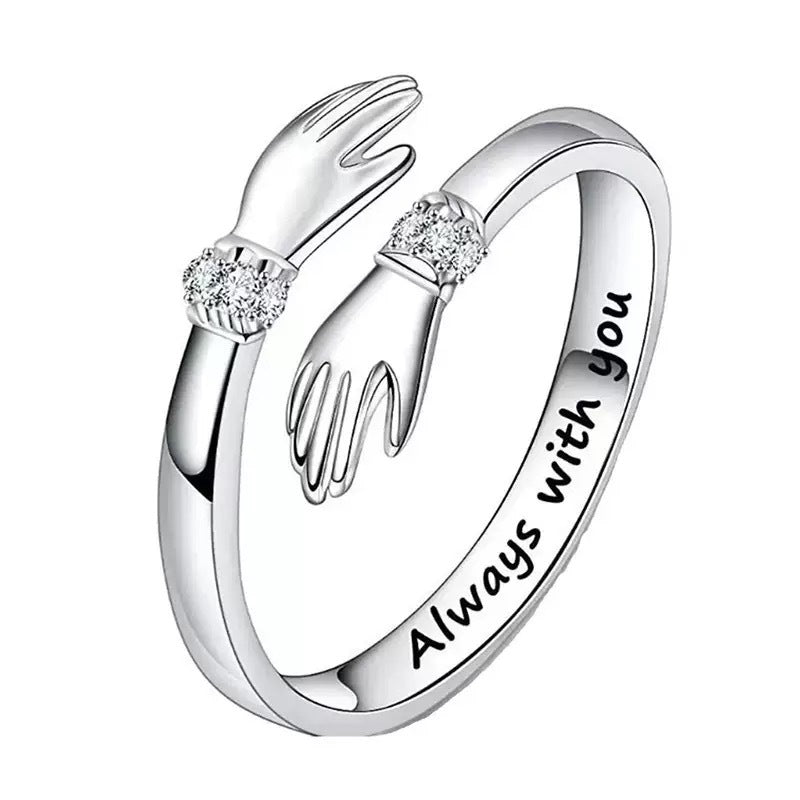S925 Sterling Silver Letters Hug Ring Adjustable