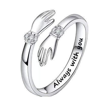 S925 Sterling Silver Letters Hug Ring Adjustable