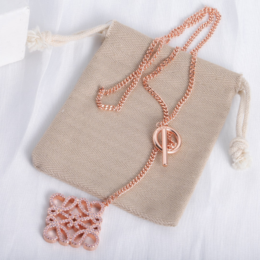 LOEWE Diamond Cutout Logo Metal Stud Earrings Bracelet Necklace