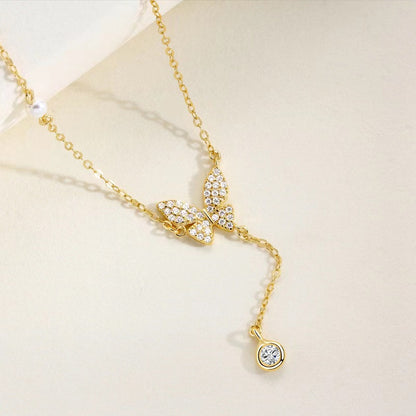 full diamond butterfly necklace gold