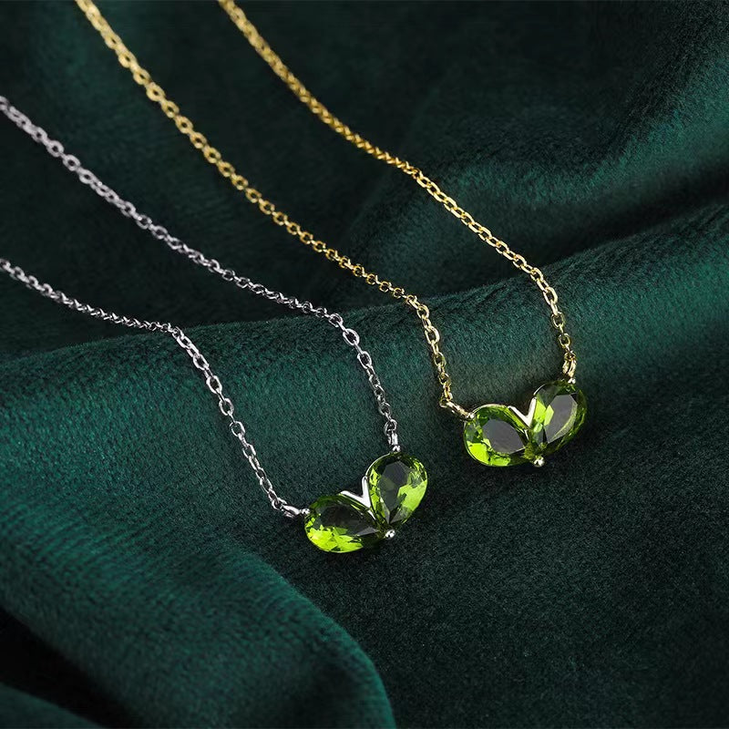 green heart pendant silver