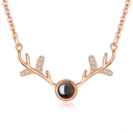 diamon antler  necklace projection pendant 