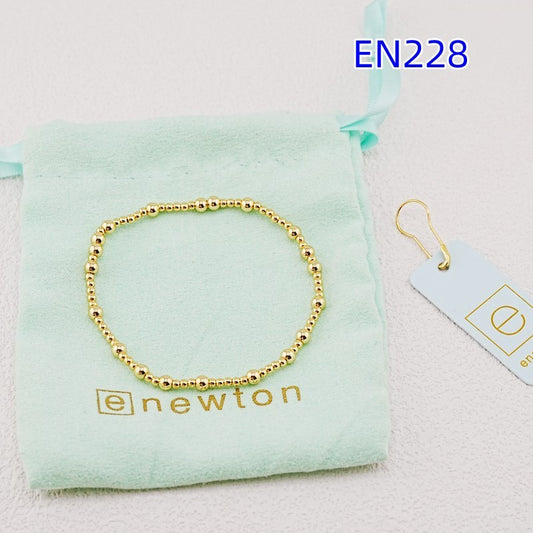 Gold beaded metal bracelet with ball-link chain, simple bangle