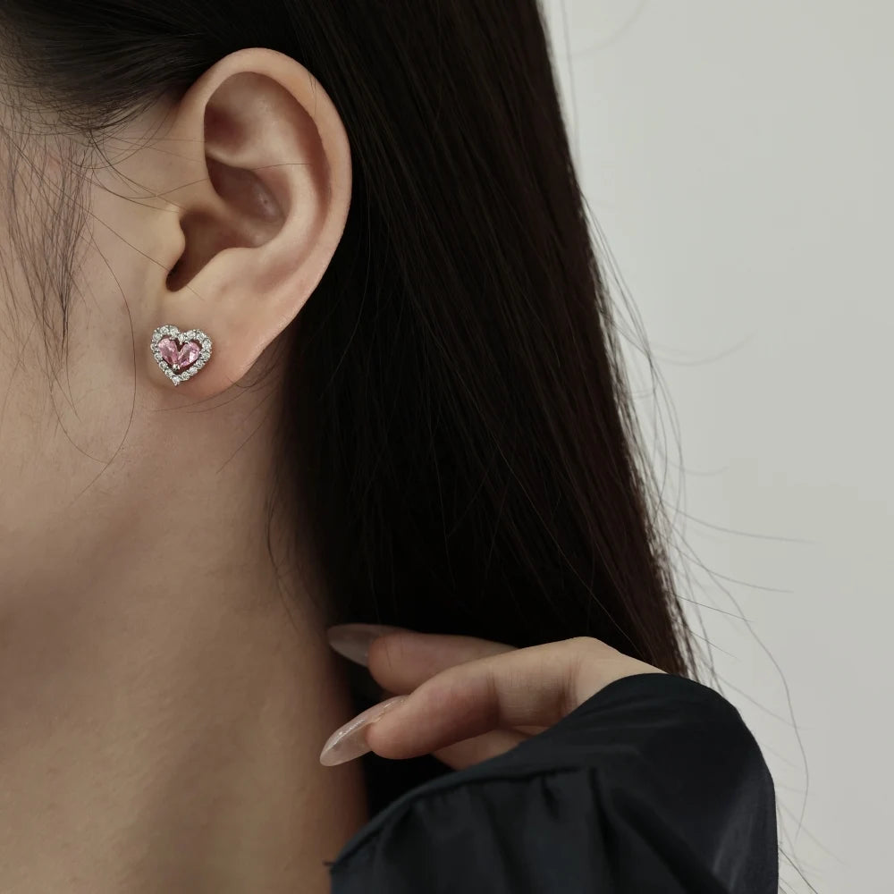 sparkling heart earrings
