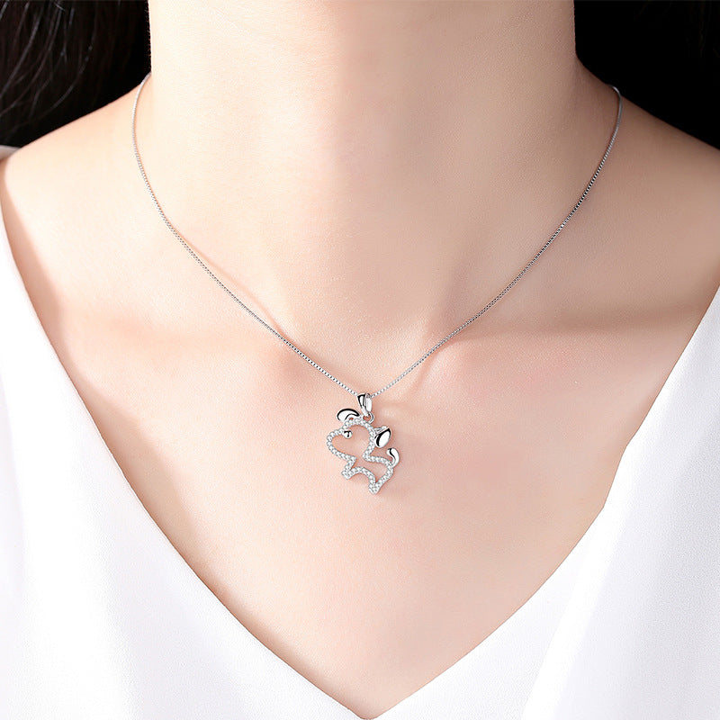 pave dog charm necklace