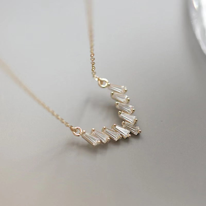 diamond baguette bar necklace  for girls 