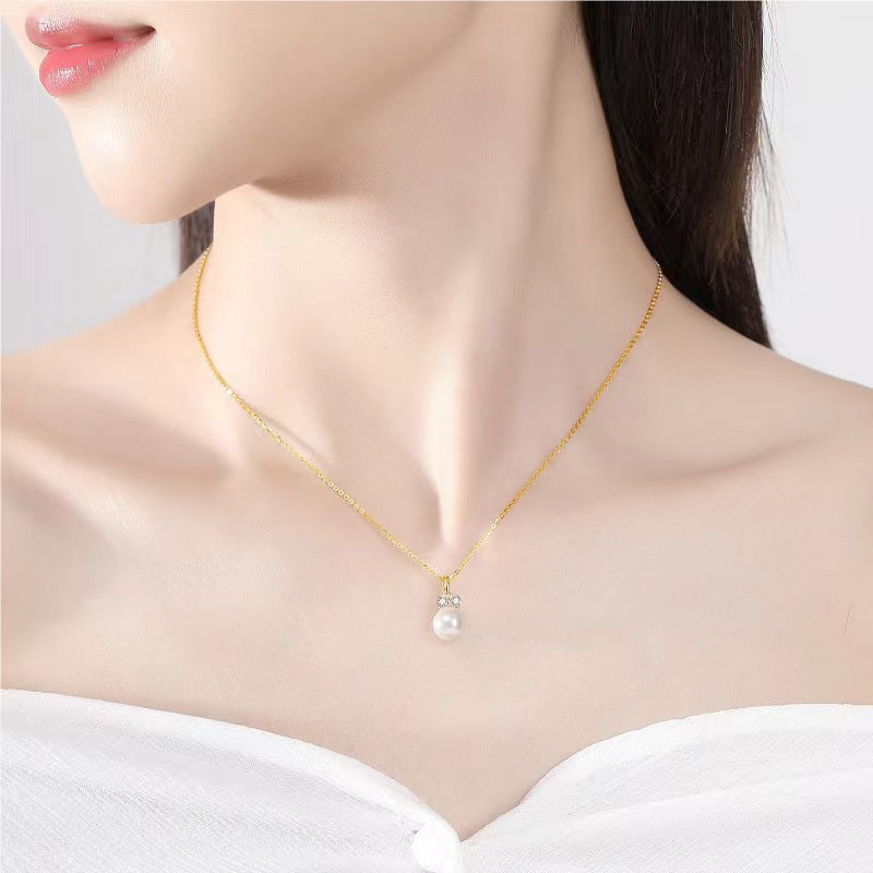 pearl jewelry plated 18K gold chains for women