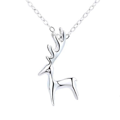 silver deer necklace