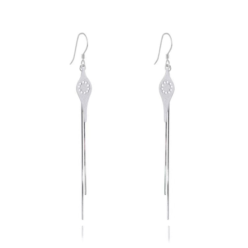 silver tassel hook earrings