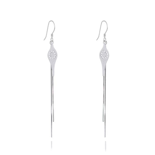 silver tassel hook earrings