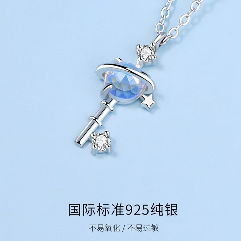 crystal planet key necklace silver fine jewelry