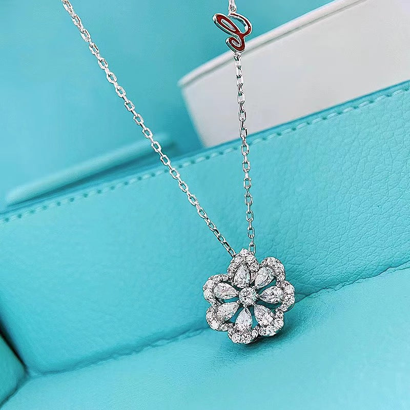 diamond flower silver jewelry