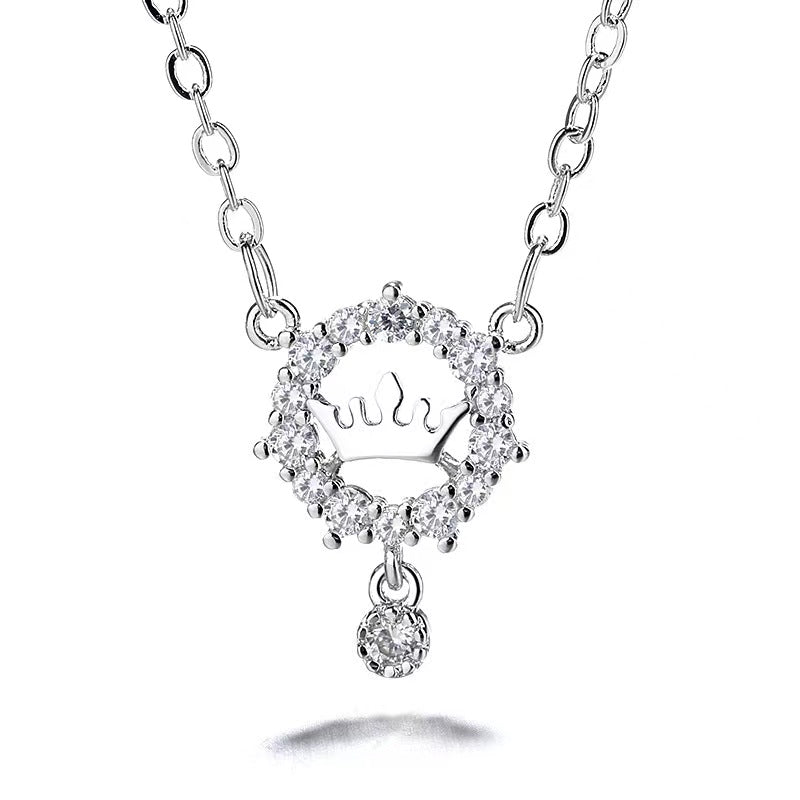 diamond circle crown necklace