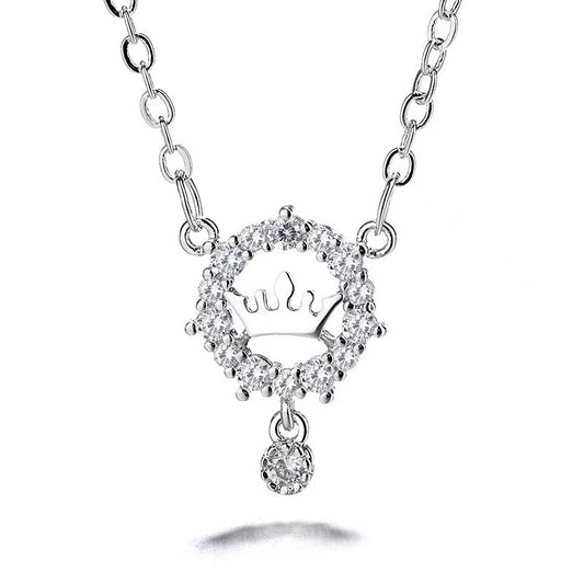 diamond circle crown necklace