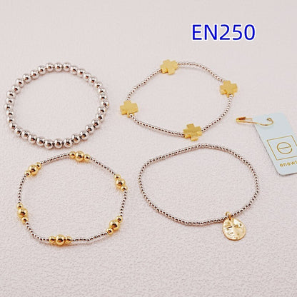 enewton 4-Piece Set: Cross Pendant Beaded Bracelets