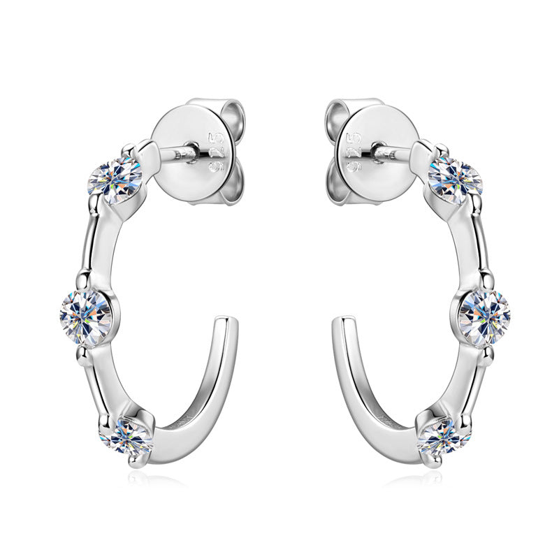 lab grown moissanite half hoops