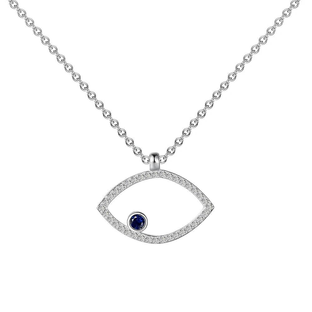 blue evil eye necklace silver
