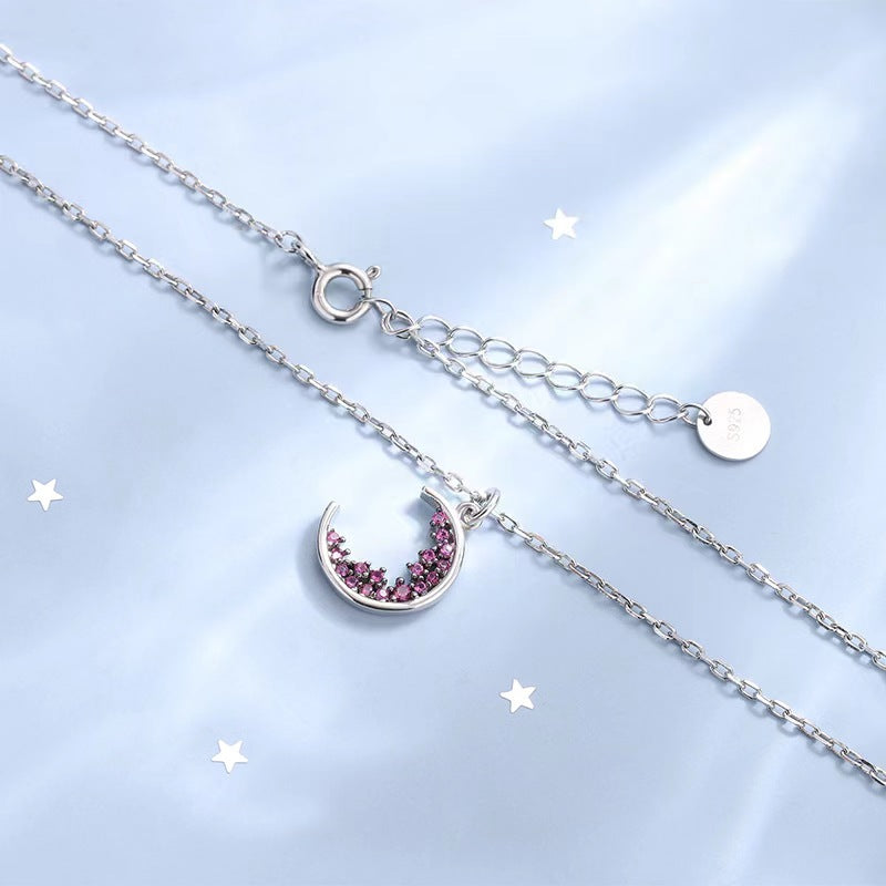 purple diamond moon necklace