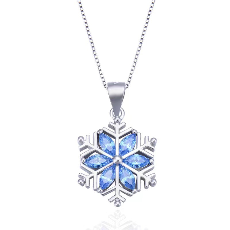 blue diamond snowflake necklace