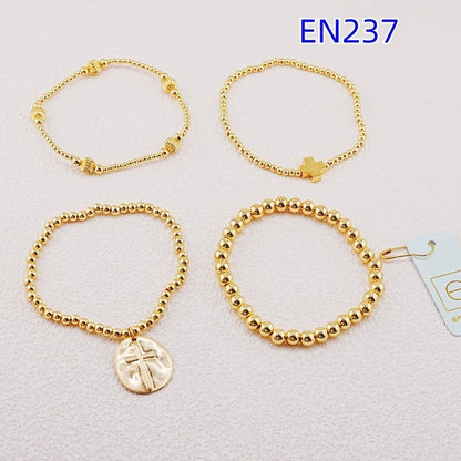 enewton 4-Piece Set: Cross Pendant Beaded Bracelets
