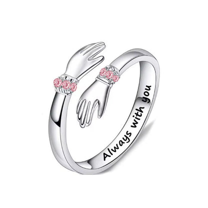 S925 Sterling Silver Letters Hug Ring Adjustable