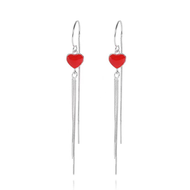 red heart enamel hook earrings