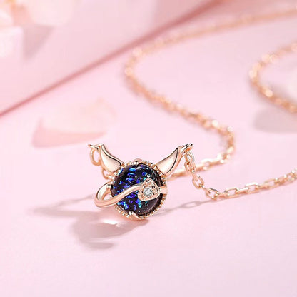 starlight stone devil cat necklace