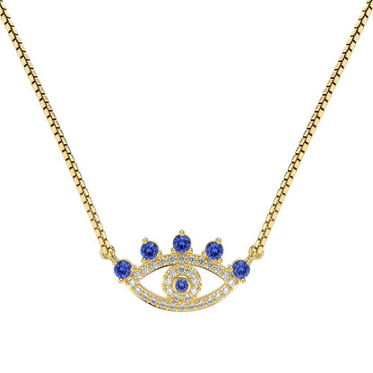 silver box chain evil eye necklace