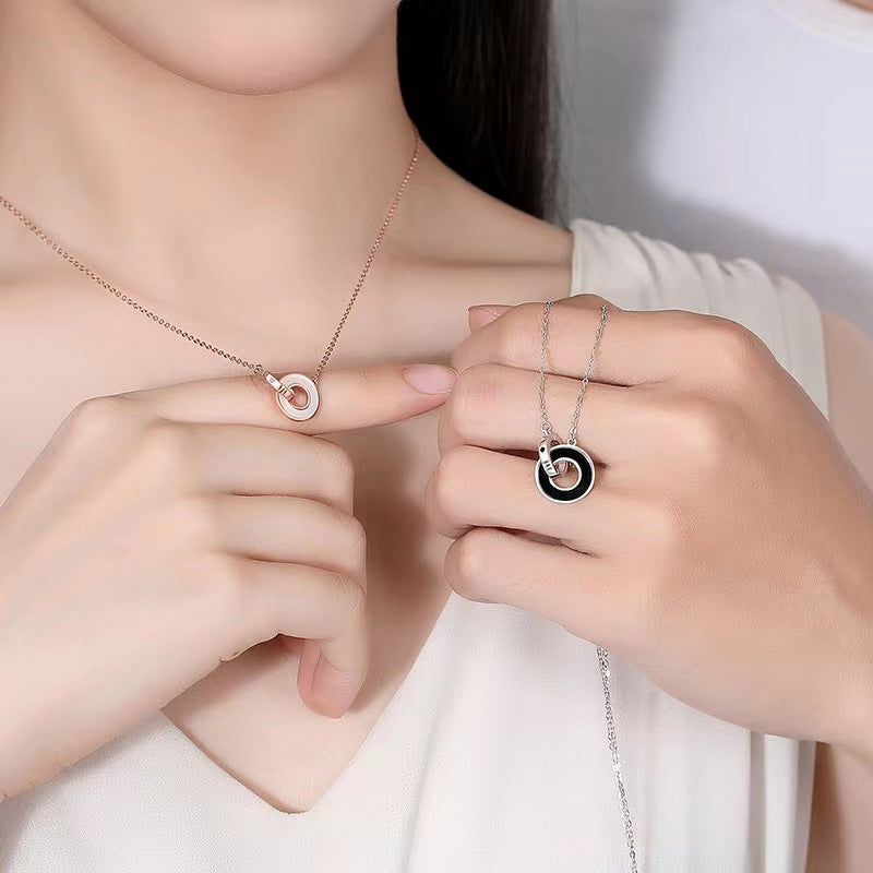 interlocking circle roman number necklace for women