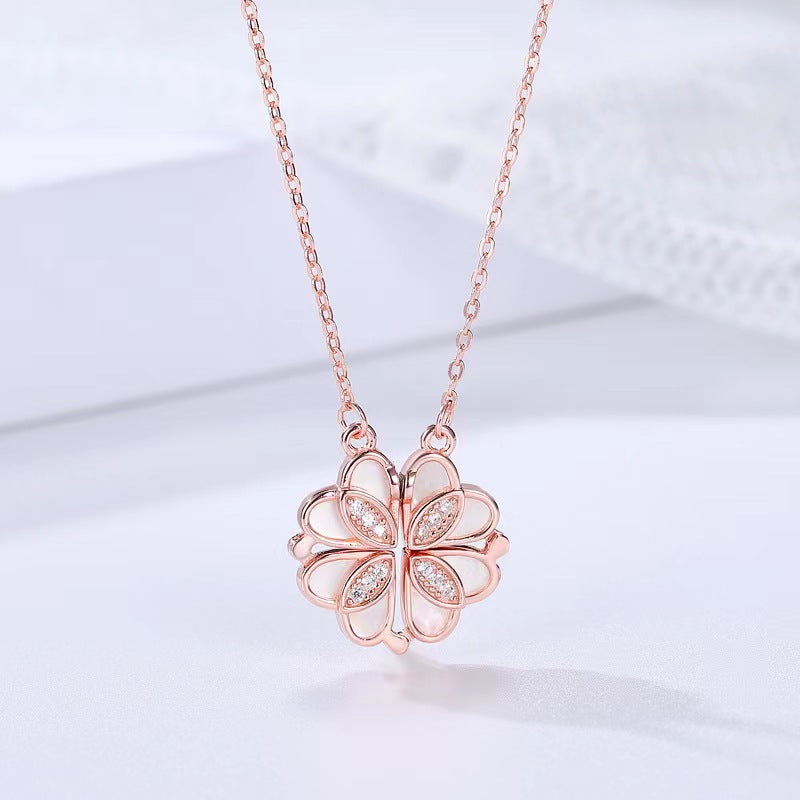 magnetic 4 leaf clover necklace