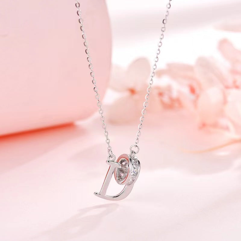 letter d necklace silver