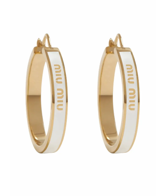 Miu Miu Black & White Enamel Hoop Earrings | 29mm | JIMMY JEWELRY