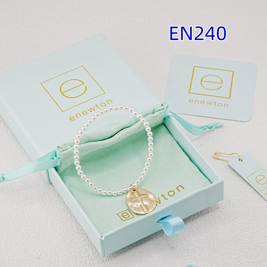 enewton Disc Cross Charm Pearl Strand Bracelet