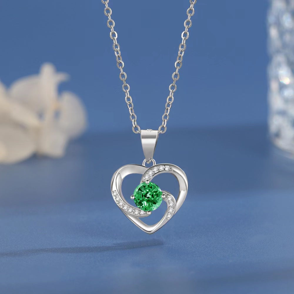 heart necklace with colorful diamons 