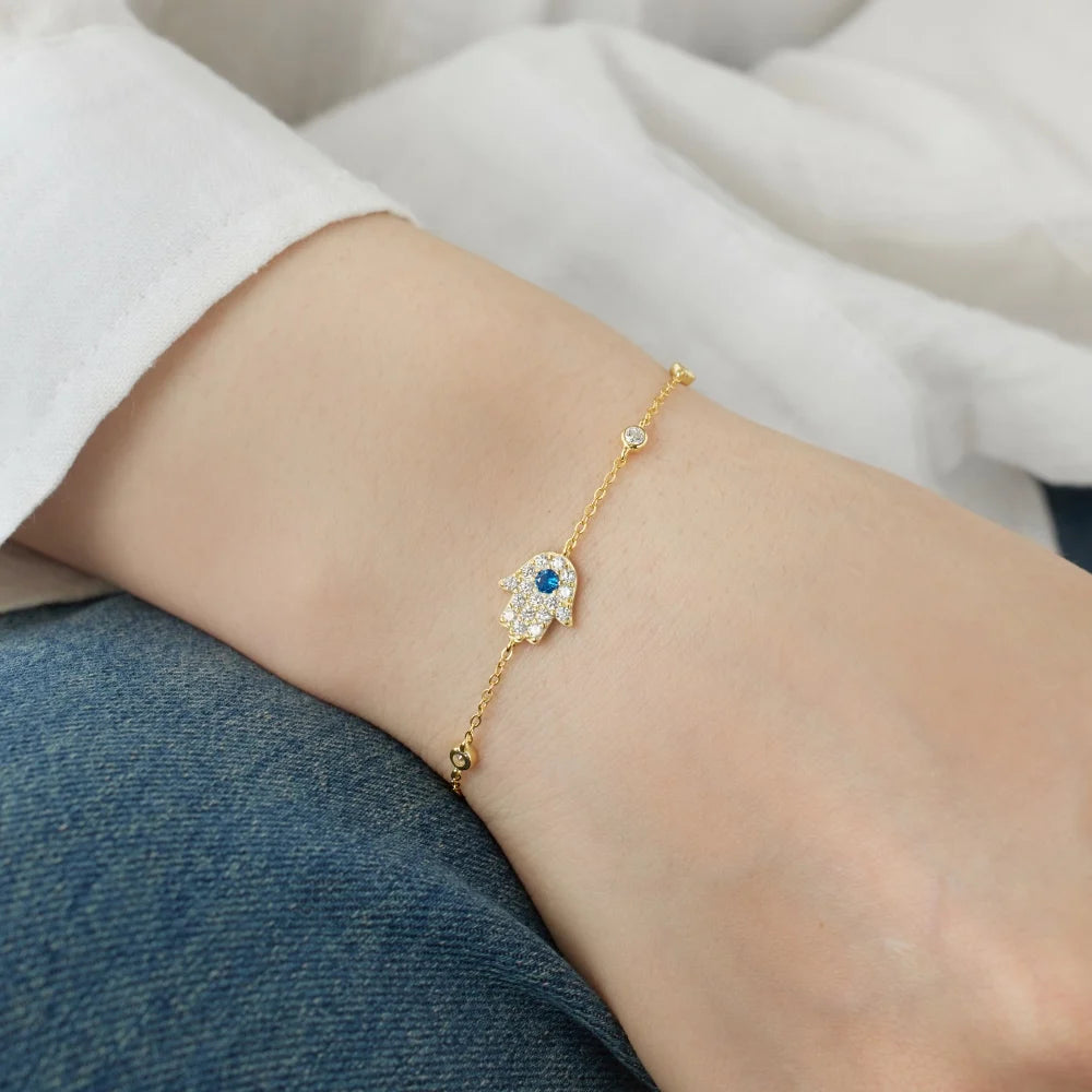 womens silver hamsa bracelet