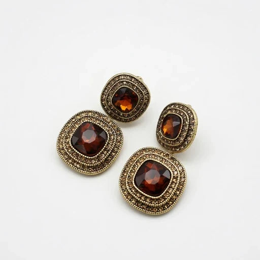 Vintage Square Rhinestone Earrings