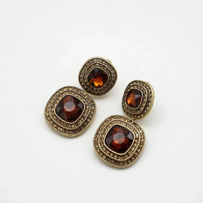 Vintage Square Rhinestone Earrings