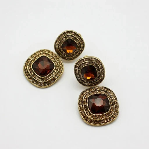 Vintage Square Rhinestone Earrings