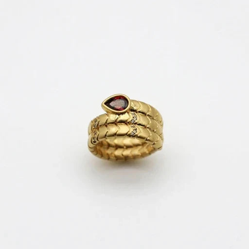 Vintage Serpent Ring with Teardrop Zircon