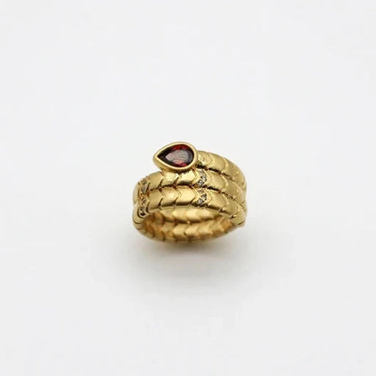 Vintage Serpent Ring with Teardrop Zircon