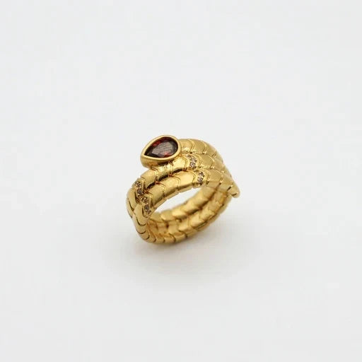 Vintage Serpent Ring with Teardrop Zircon