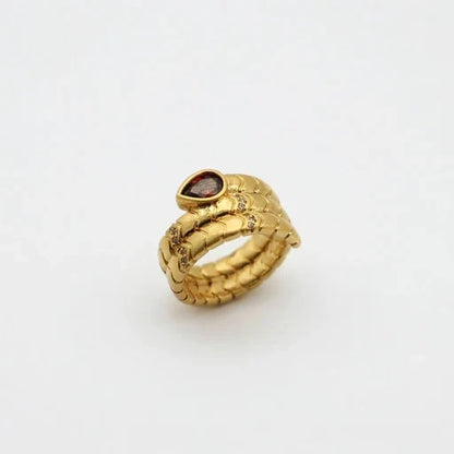 Vintage Serpent Ring with Teardrop Zircon