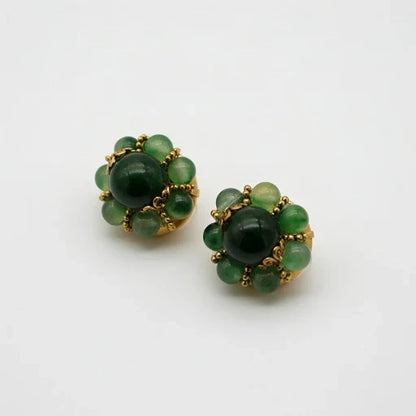 Vintage Green Coioured Glaze Bead Necklace and Earring Set