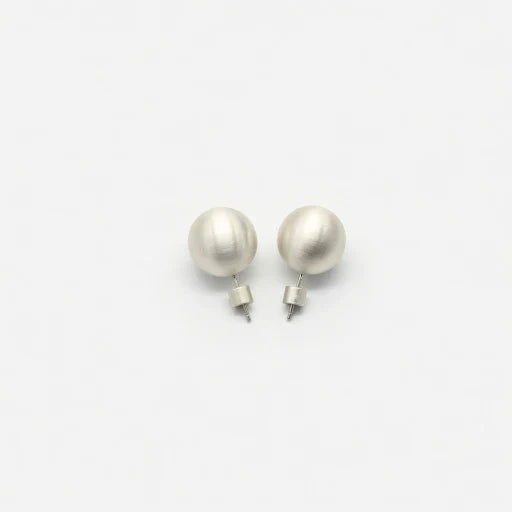 Silver ball stud earrings with smooth round fronts and push-back posts