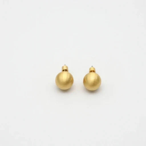 Gold ball stud earrings, minimalist round design with push-back fasteners