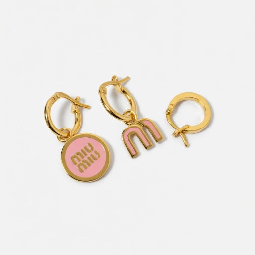 Miu Miu Enamel Asymmetrical Three-Piece Metal Earring Set