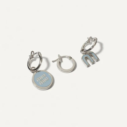 Miu Miu Enamel Asymmetrical Three-Piece Metal Earring Set