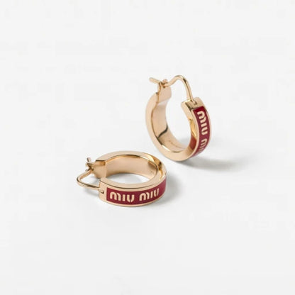 Miu Miu Enamel Hoop Earrings | White, Black & Red | 17mm | JIMMY JEWELRY