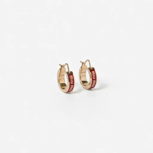 Miu Miu Enamel Hoop Earrings | White, Black & Red | 17mm | JIMMY JEWELRY